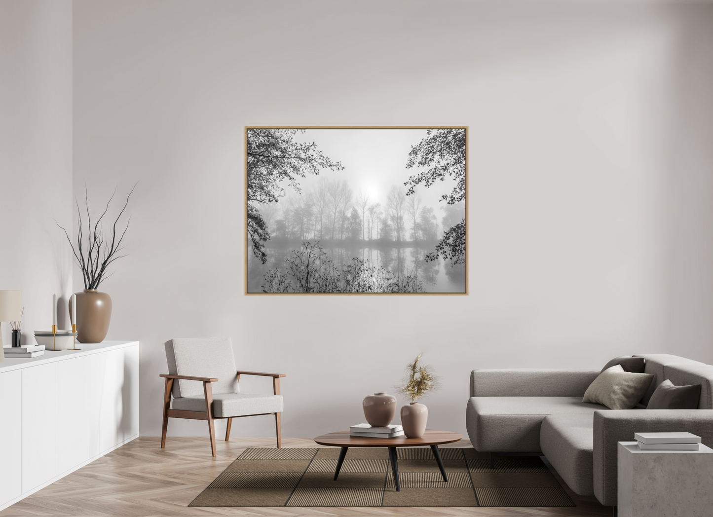 160 x 120 cm, 9- Impression sur forex + encadrement caisse américaine Winter #19 – Hiver #19 | Photo de paysage poétique au bord de l’eau – Nature & zen