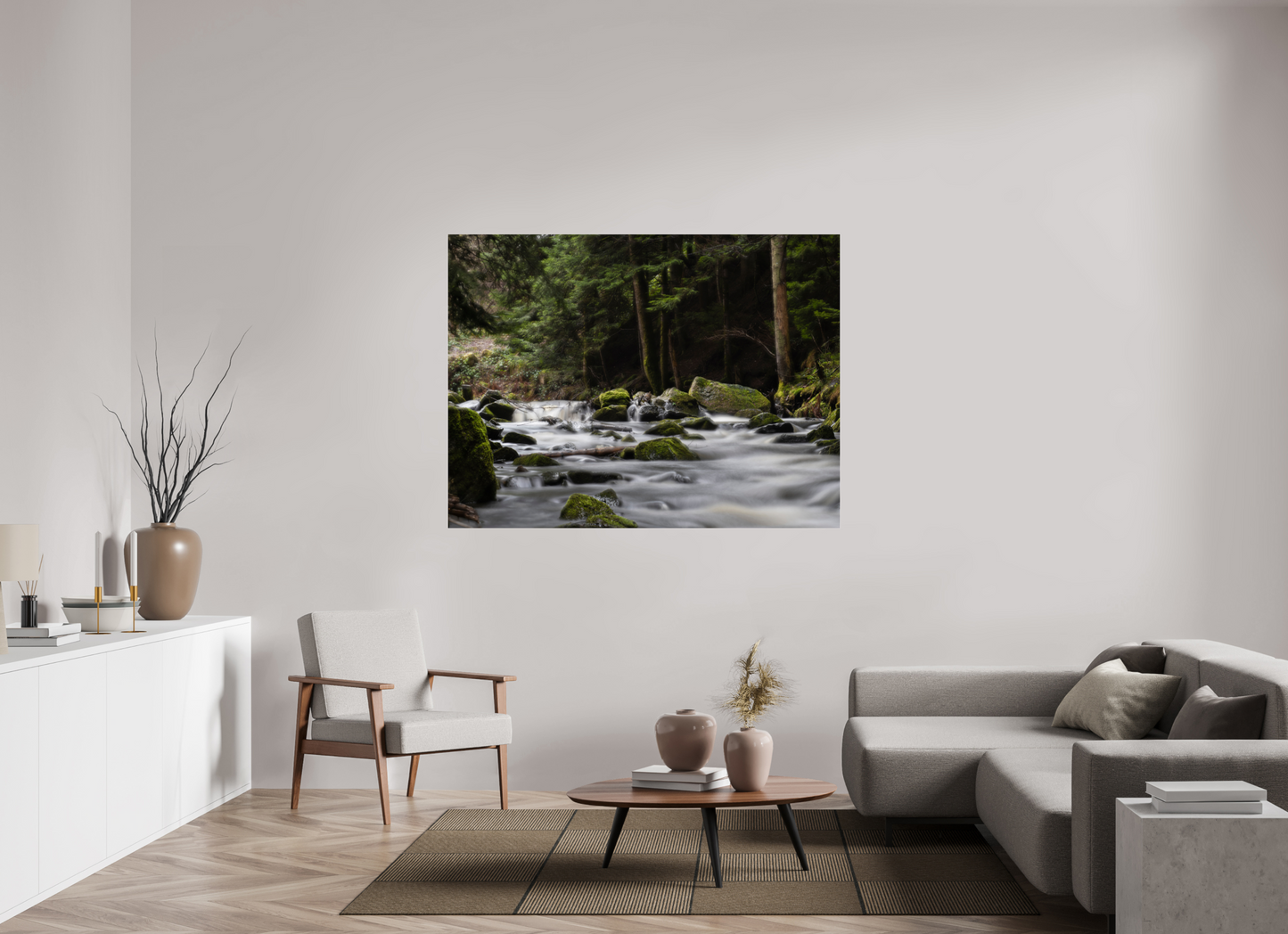 160 x 120 cm, Tirage couleur sur support solide en aluminium, recouvert d’une protection transparente (plexiglas). Retour aux sources-La Semène-Rhône Alpes-France