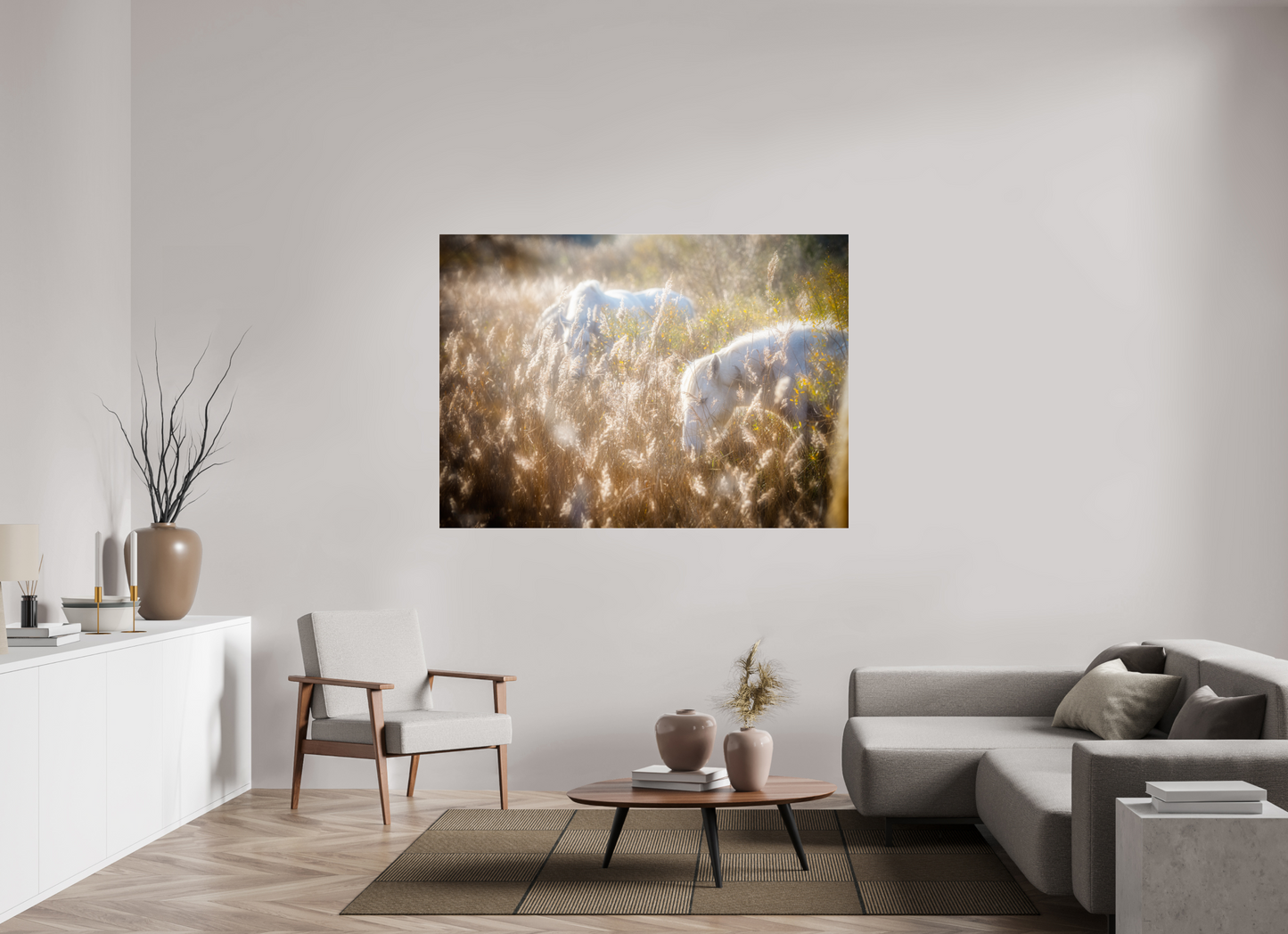 166,9 x 120 cm, Tirage couleur sur support solide en aluminium, recouvert d’une protection transparente (plexiglas). Camargais