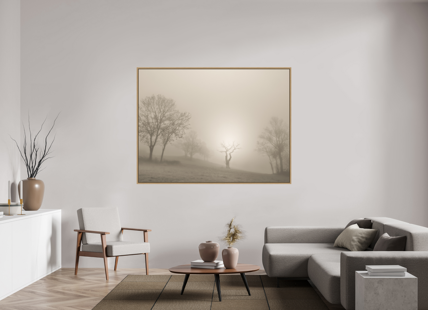 180 x 135 cm, Impression sur support rigide (Forex) avec cadre élégant type “caisse américaine” L'ancêtre