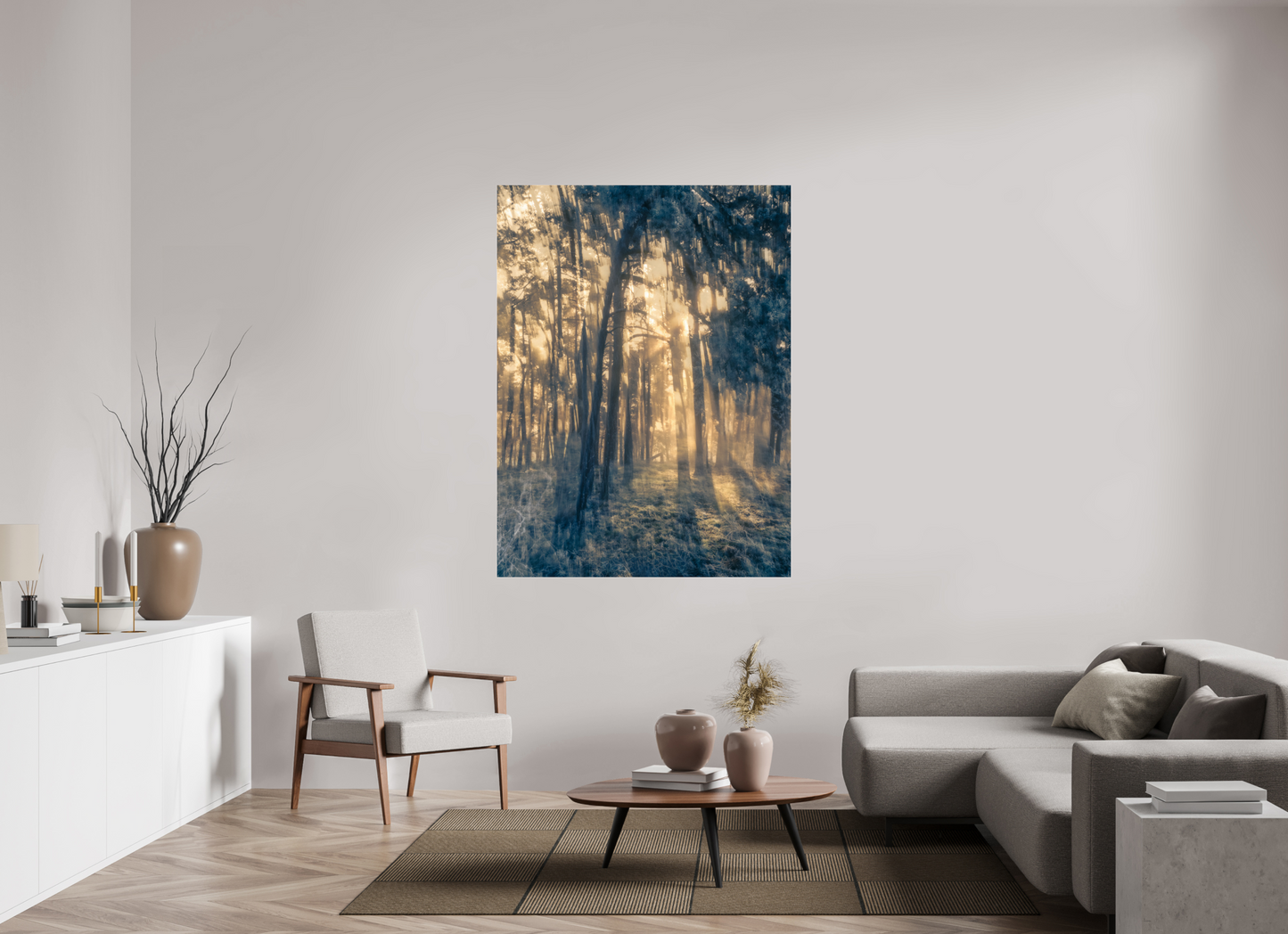 120 x 160 cm, Tirage couleur sur support solide en aluminium, recouvert d’une protection transparente (plexiglas). Mystérieuse lumière