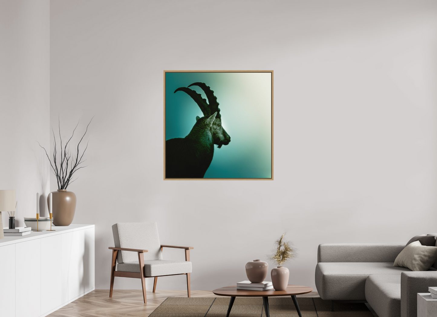 100 x 100 cm, 9- Impression sur forex + encadrement caisse américaine Animal #2