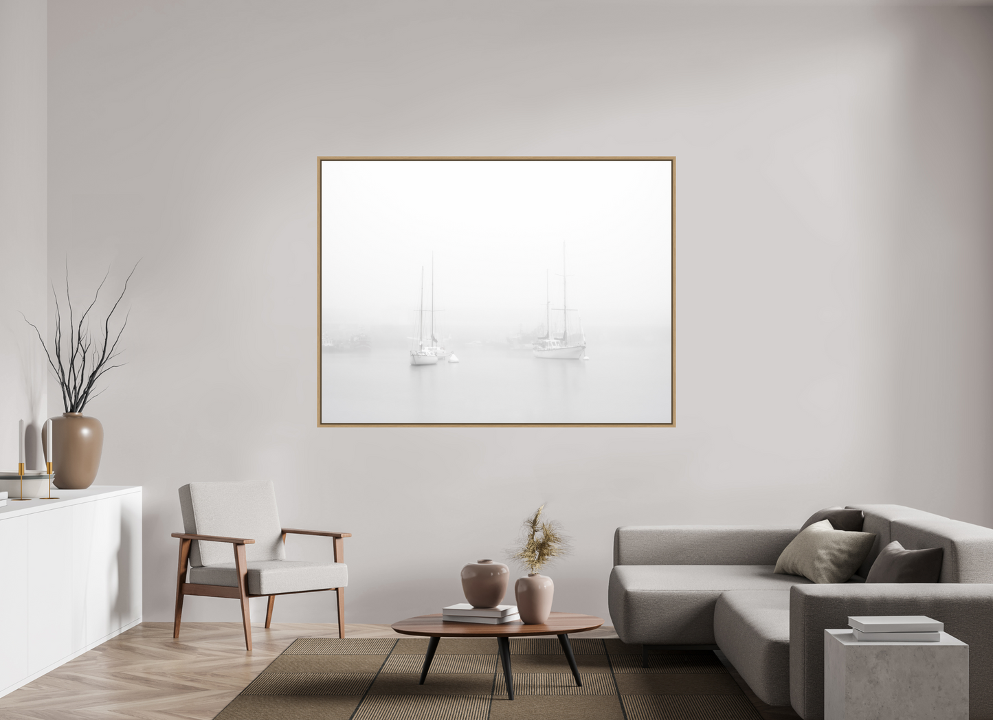 180 x 135 cm, Impression sur support rigide (Forex) avec cadre élégant type “caisse américaine” Sérénité marine