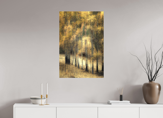 60 x 90 cm, Impression directe couleur ou noir et blanc sur plaque d'aluminium (Solidité-Durabilité) Bouleaux d'automne