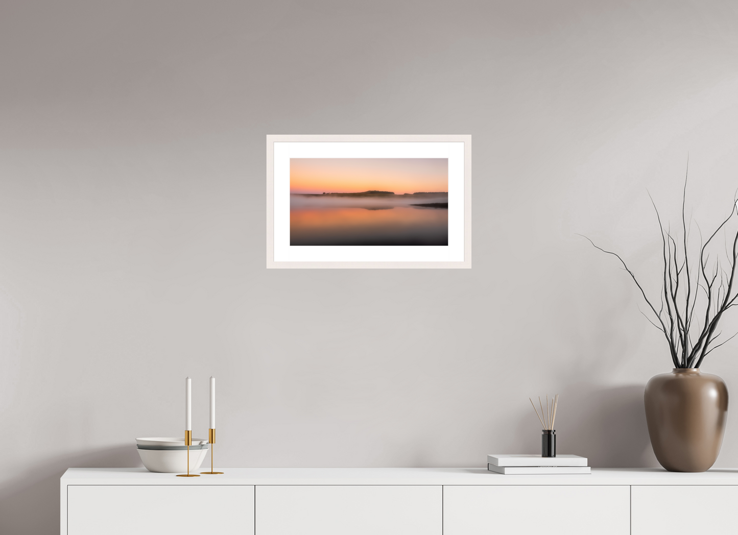 48 x 27 cm, Tirage Fine Art 30×40 cm — Passe-partout — Cadre Orangé du matin Photo Artistique pour Décoration Murale