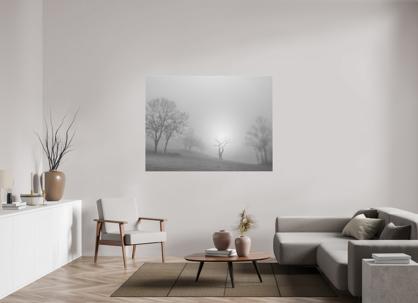 160 x 120 cm, Tirage noir et blanc sur plaque alu, avec une protection en plexiglass (durabilité-profondeur) L'ancêtre