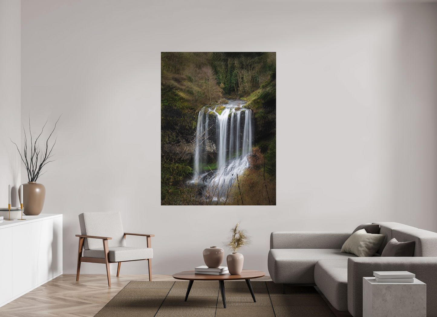 135 x 180 cm, Impression directe couleur ou noir et blanc sur plaque d'aluminium (Solidité-Durabilité) Cascade de la Beaume-Haute Loire-France