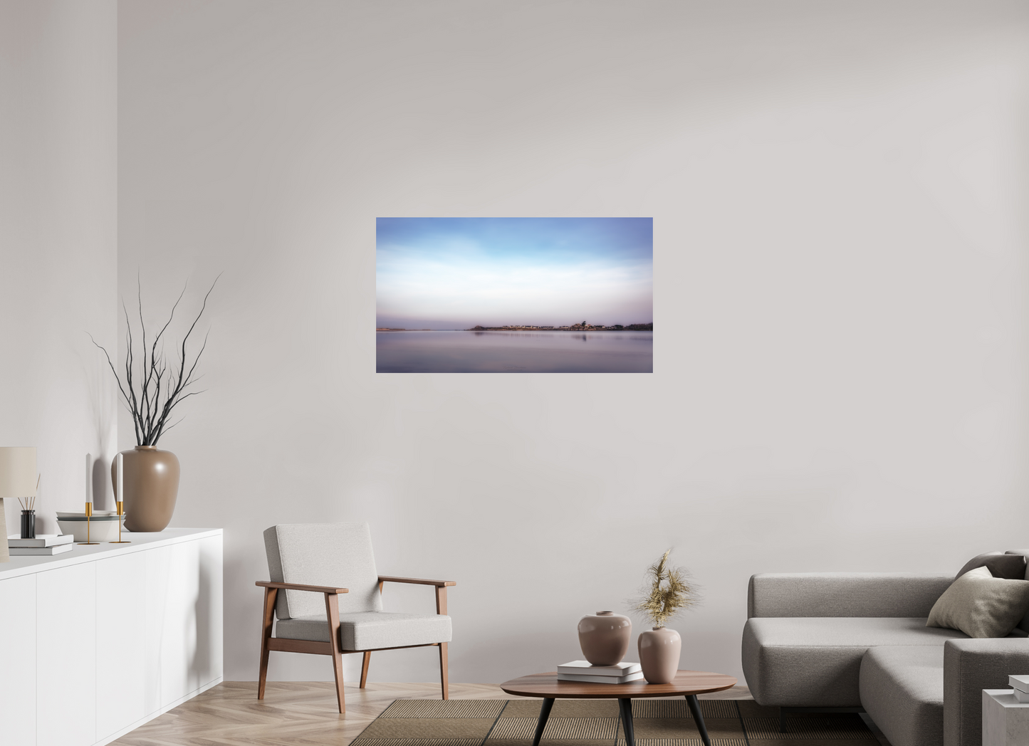 112 x 63 cm, Impression directe couleur ou noir et blanc sur plaque d'aluminium (Solidité-Durabilité) Aube pastel sur le littoral breton