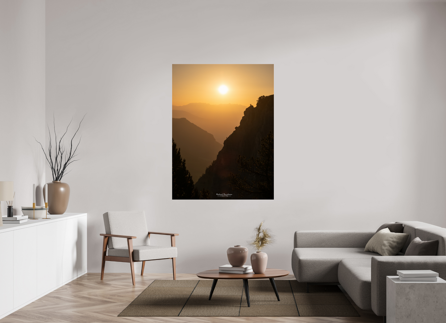 120 x 160 cm, Tirage couleur sur support solide en aluminium, recouvert d’une protection transparente (plexiglas). Vercors lever de soleil sur les Alpes