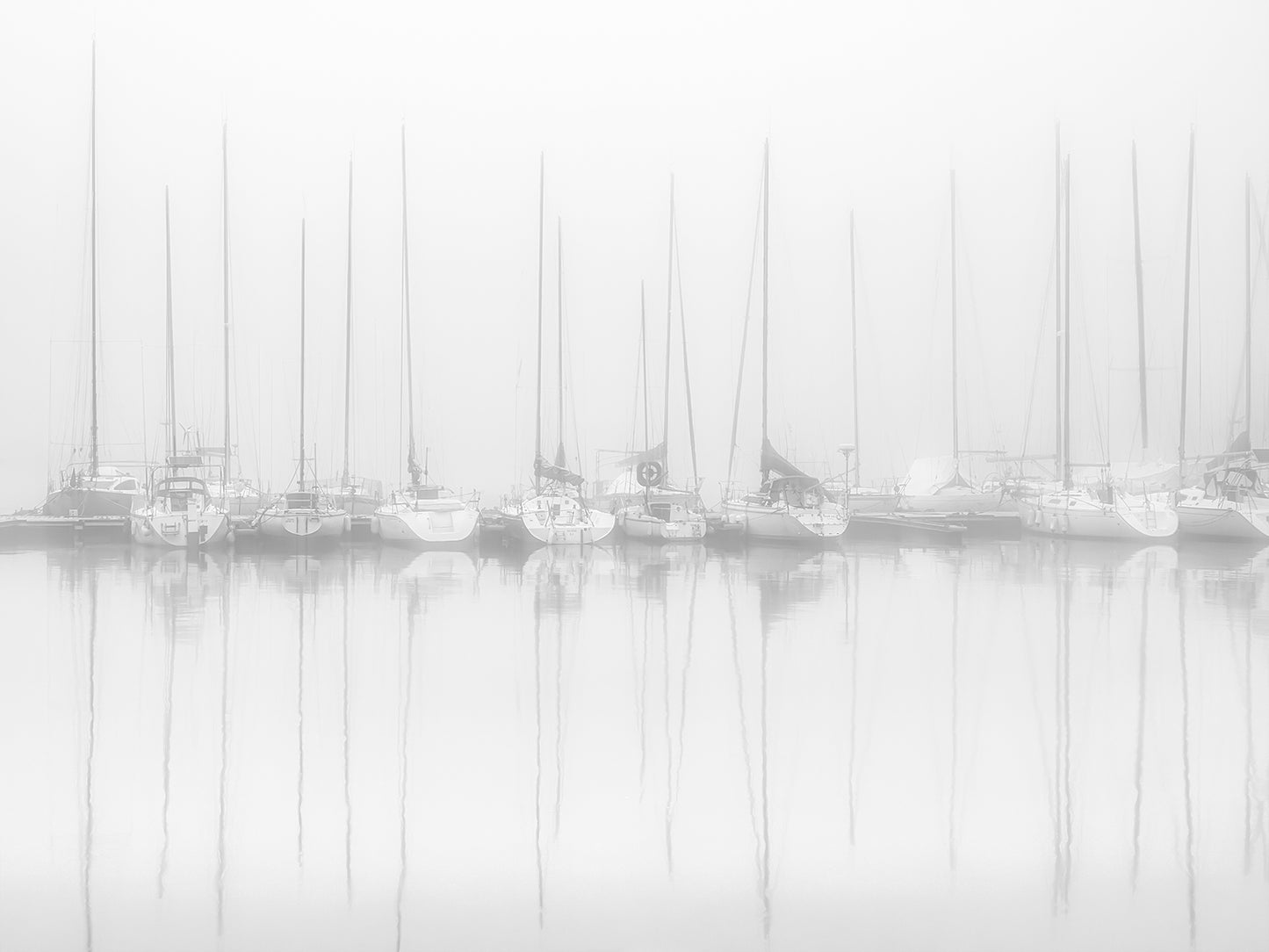 Sailboats in the port on a foggy day – Atmospheric photo