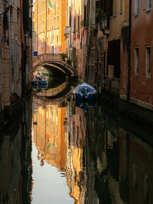 Intimate Venice: a silent canal bathed in light