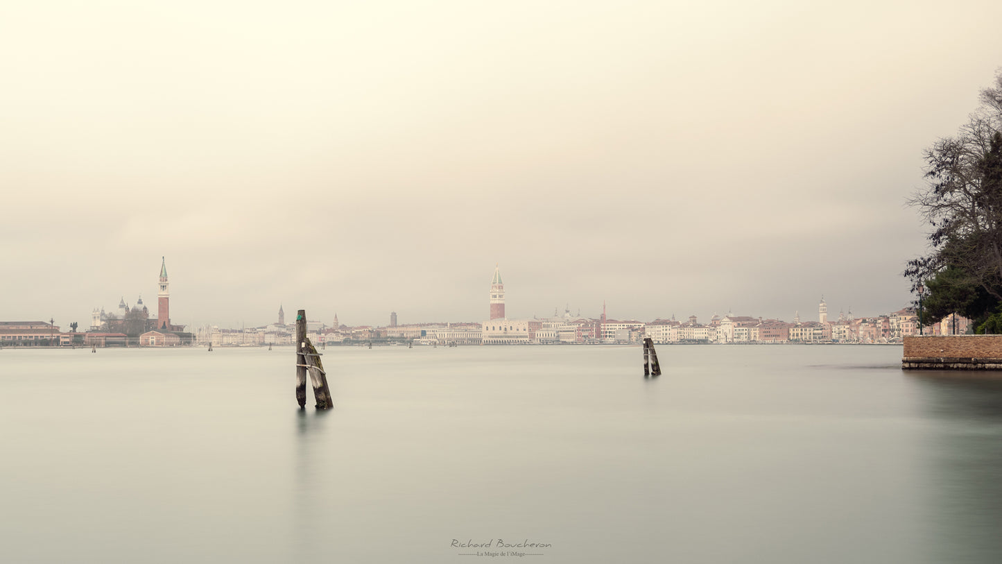 Venice veiled in mist at dawn