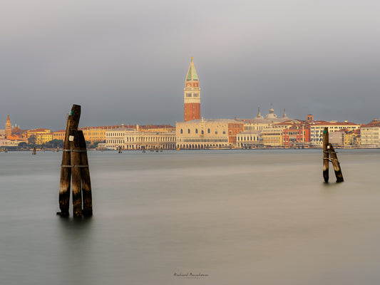 Venice at dusk: view of the Campanile and the lagoon