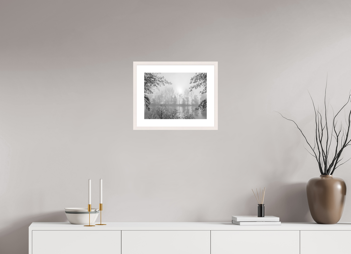 40 x 30 cm, Tirage Fine Art 30×40 cm — Passe-partout — Cadre Sérénité Photo de paysage poétique au bord de l’eau – Nature & zen