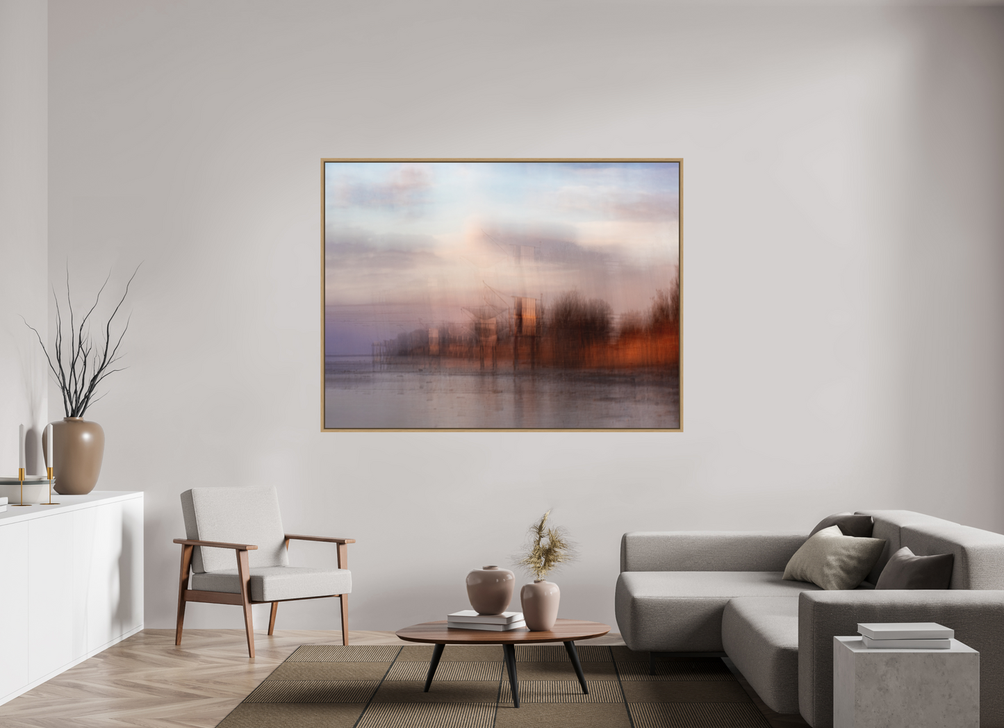 180 x 135 cm, Impression sur support rigide (Forex) avec cadre élégant type “caisse américaine” Carrelets girondins