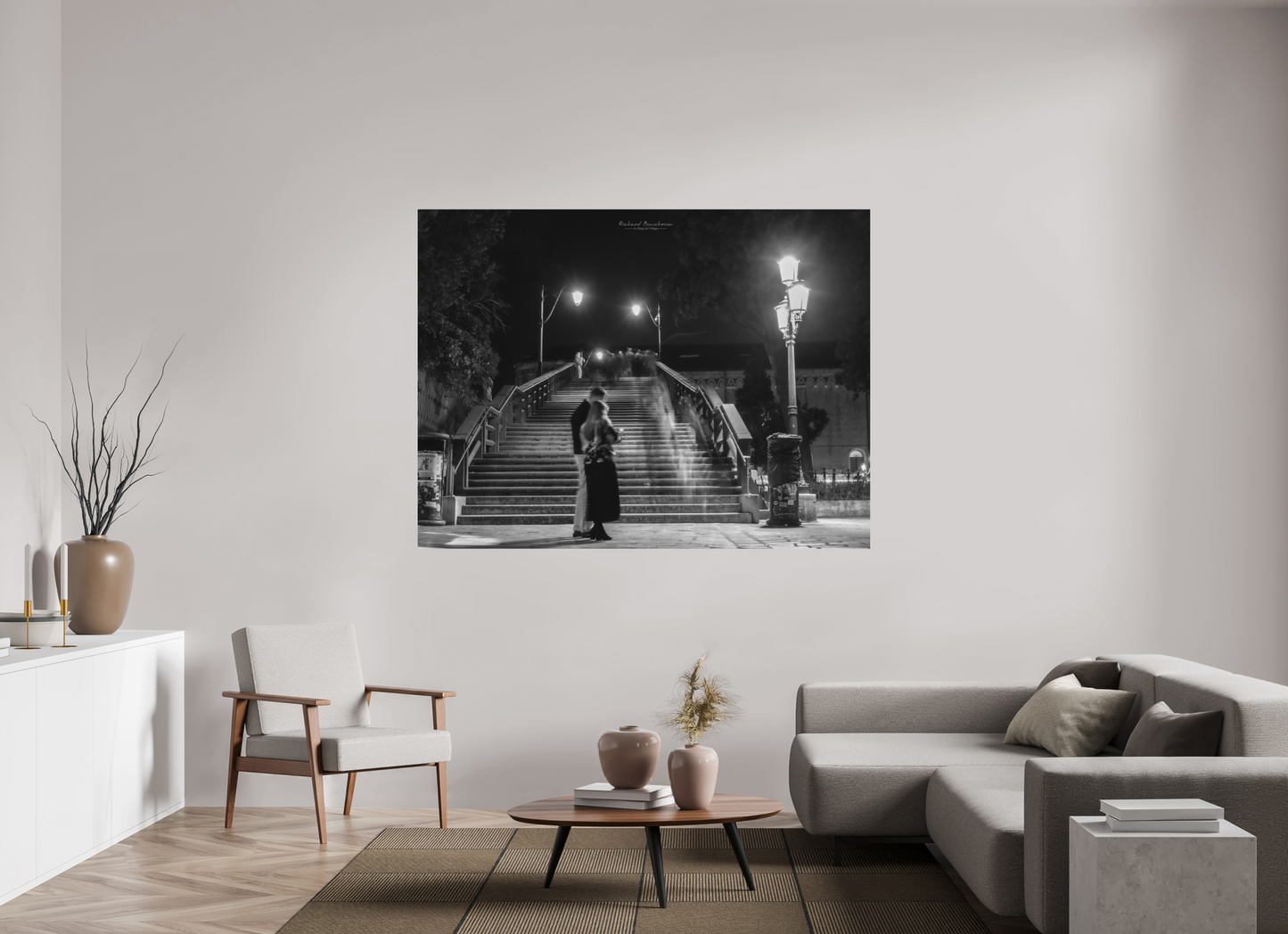 180 x 135 cm, Impression directe couleur ou noir et blanc sur plaque d'aluminium (Solidité-Durabilité) Les amoureux du Pont de l’Accademia à Venise : lumière douce sur le Grand Canal