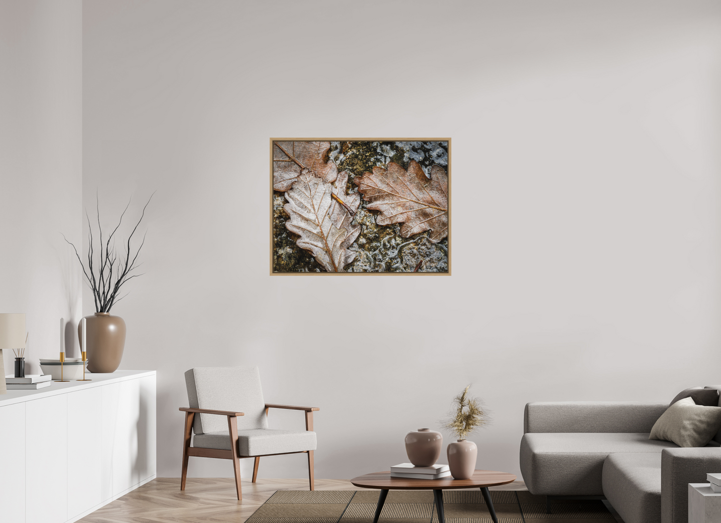 100 x 75 cm, Impression sur support rigide (Forex) avec cadre élégant type “caisse américaine” Texture d'automne