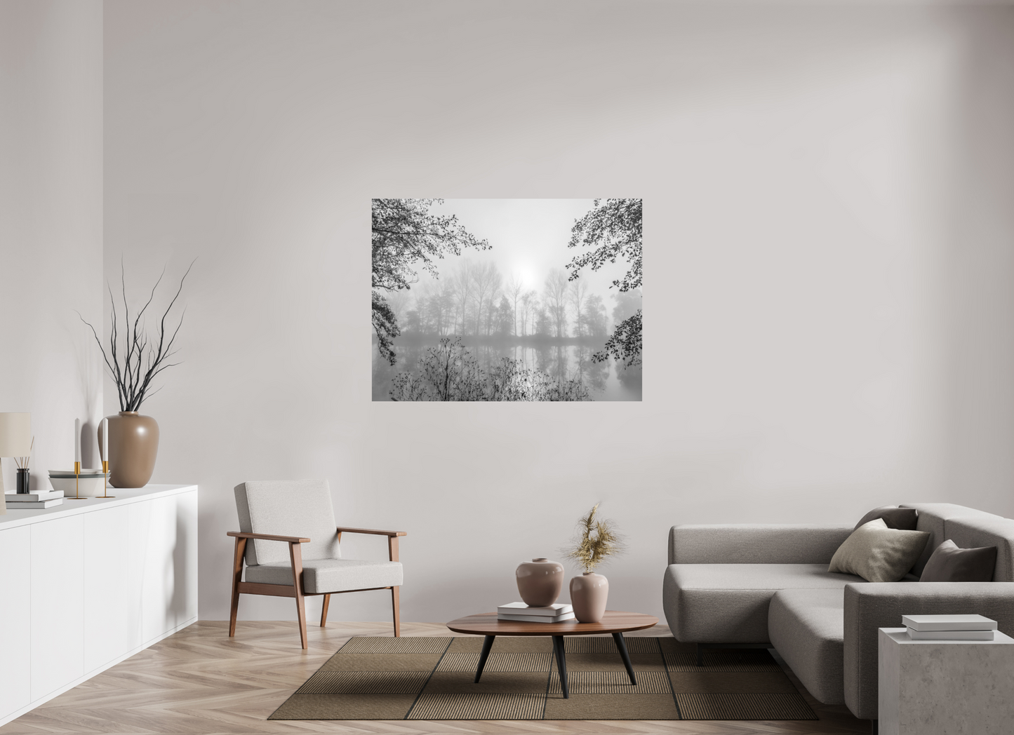 140 x 105 cm, Impression directe couleur ou noir et blanc sur plaque d'aluminium (Solidité-Durabilité) Sérénité Photo de paysage poétique au bord de l’eau – Nature & zen