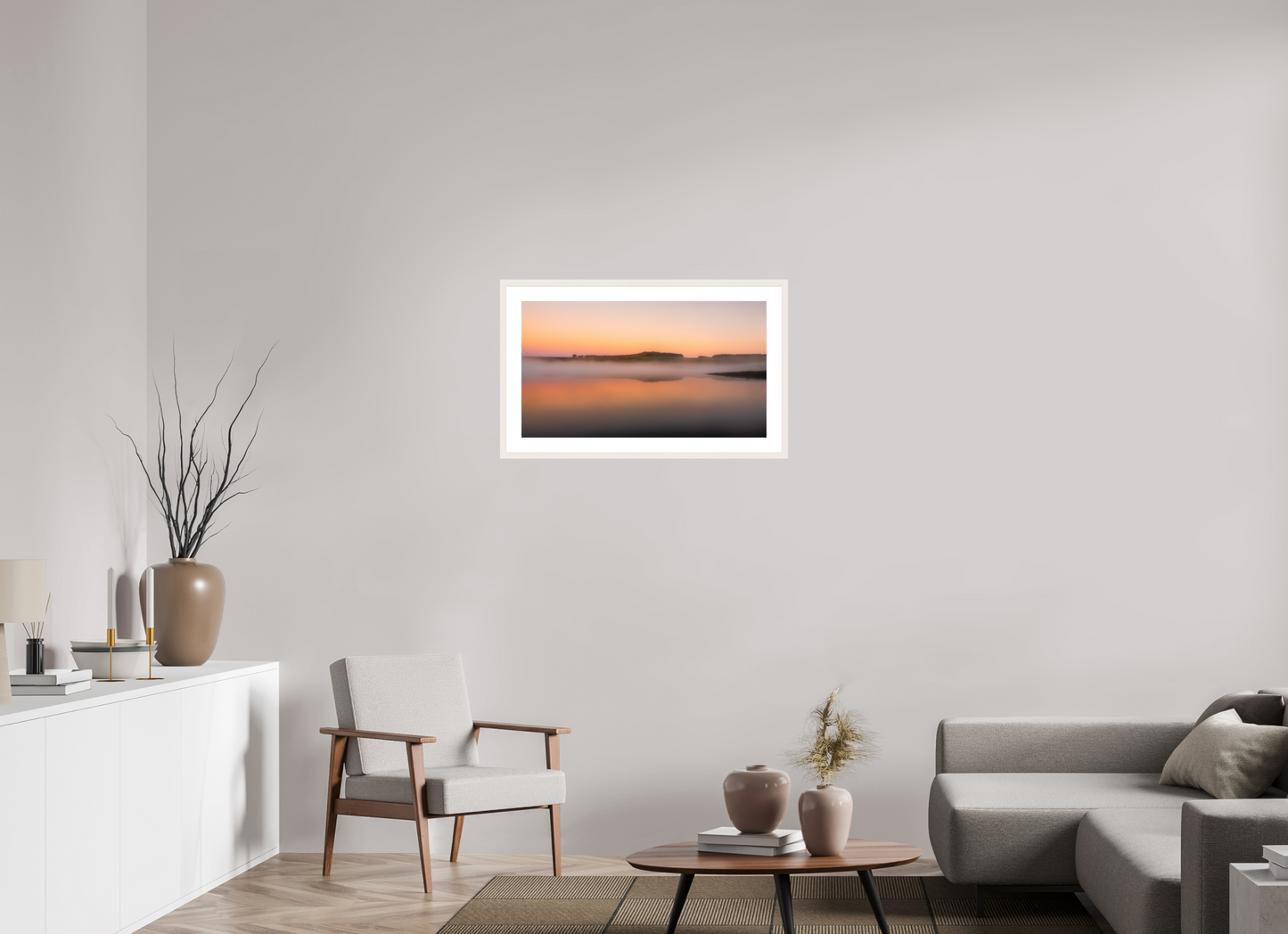 80 x 45 cm, Tirage Fine Art 30×40 cm — Passe-partout — Cadre Orangé du matin Photo Artistique pour Décoration Murale