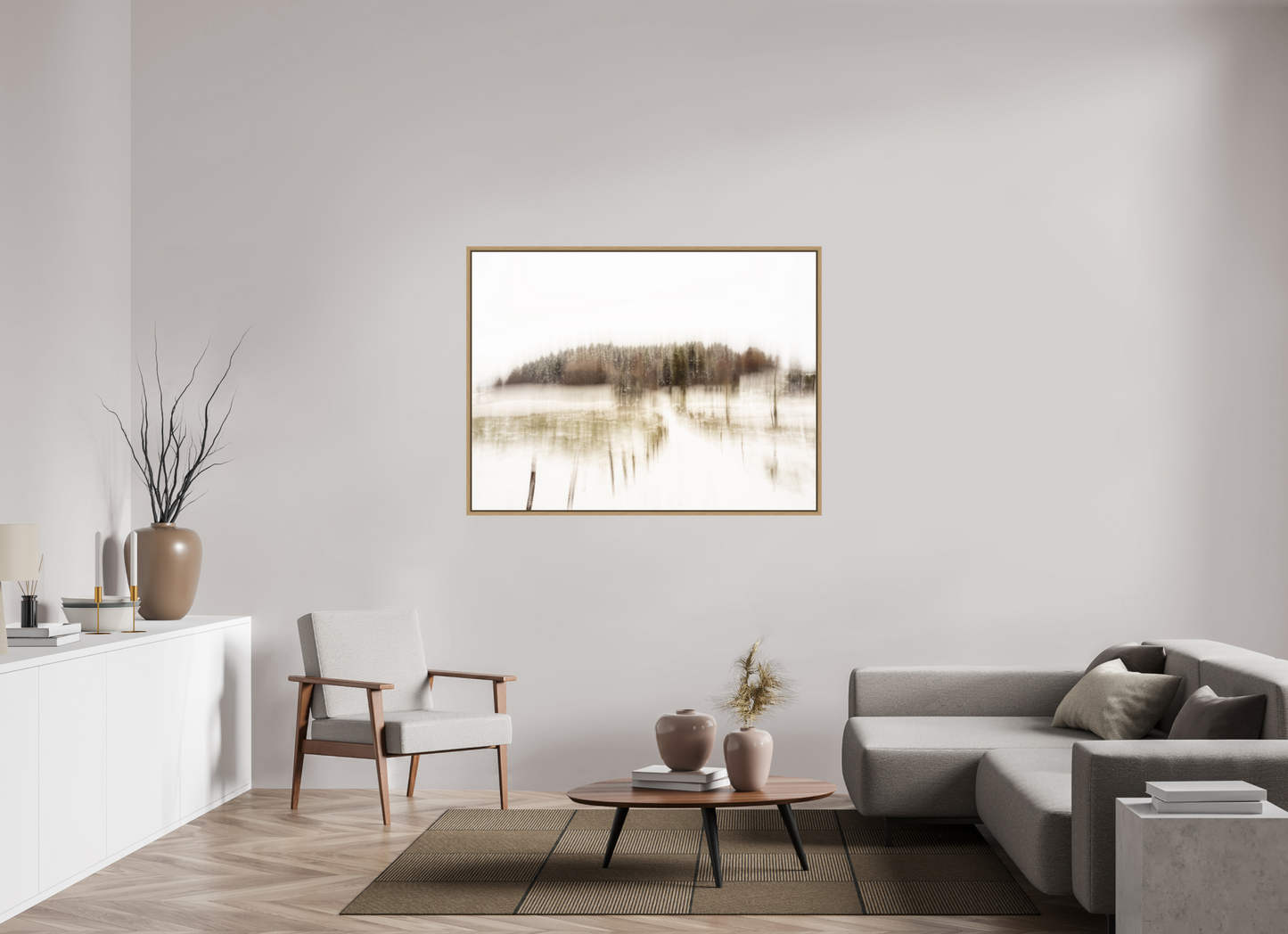 140 x 105 cm, Impression sur support rigide (Forex) avec cadre élégant type “caisse américaine” Envie d'hiver