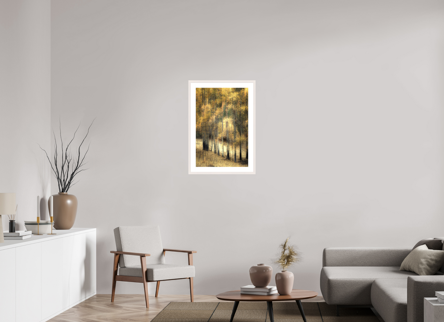 50 x 75 cm, Tirage Fine Art 30×40 cm — Passe-partout — Cadre Bouleaux d'automne