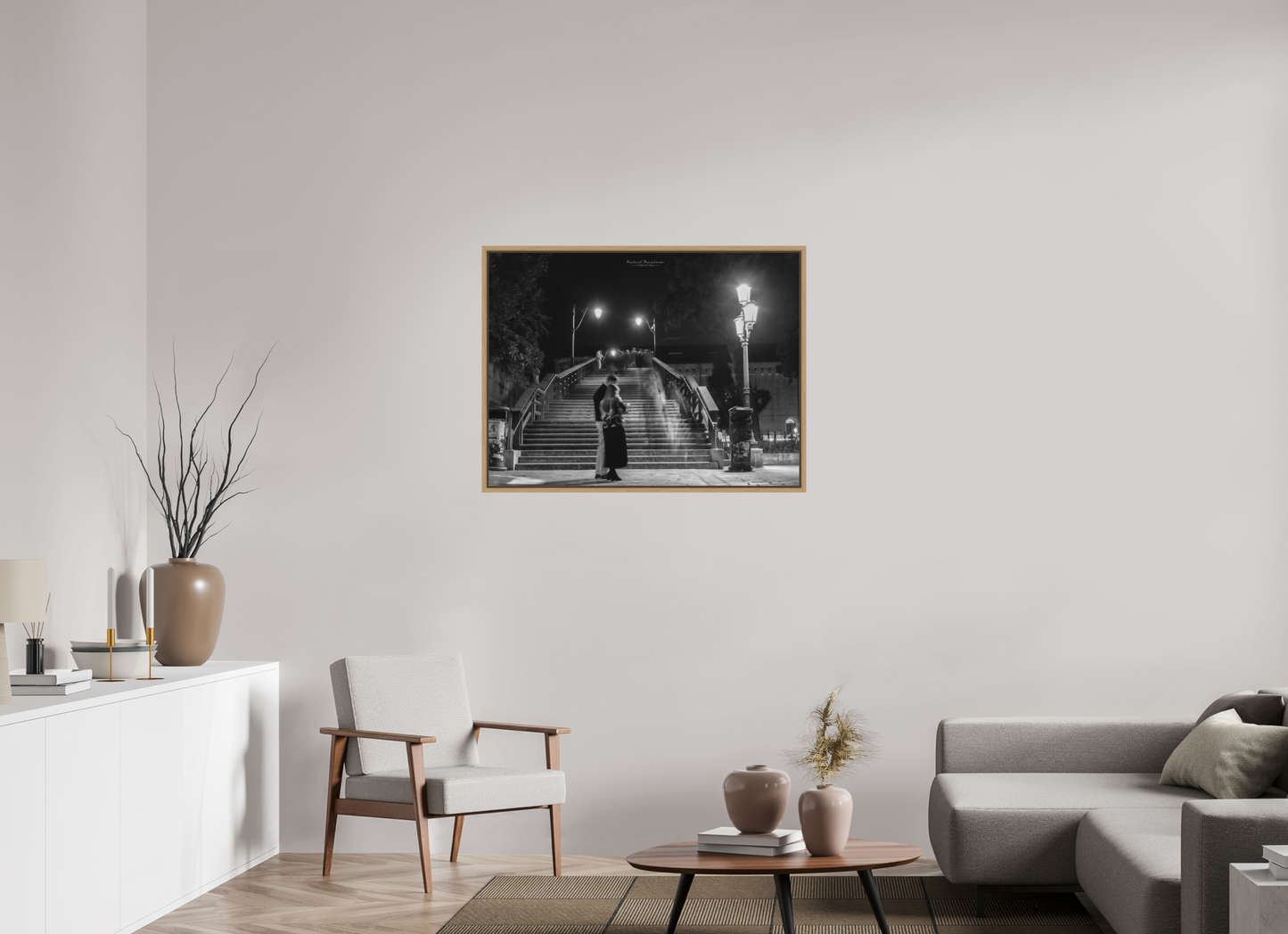 100 x 75 cm, Impression sur support rigide (Forex) avec cadre élégant type “caisse américaine” Les amoureux du Pont de l’Accademia à Venise : lumière douce sur le Grand Canal