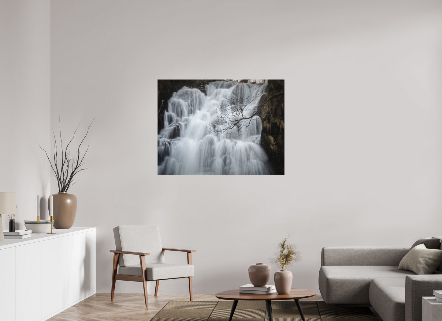 120 x 90 cm, 1- Tirage papier satiné couleur Waterfall #1 - Cascade #1 Poster Photo Artistique pour Décoration Murale