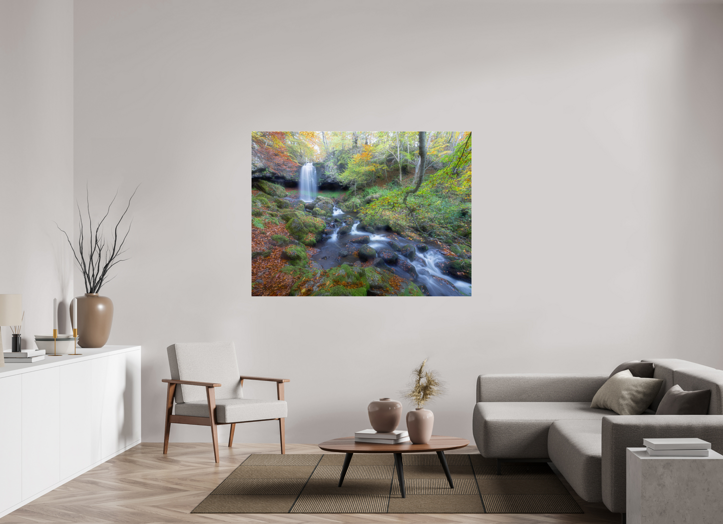 160 x 120 cm, Tirage couleur sur support solide en aluminium, recouvert d’une protection transparente (plexiglas). Cascade du Capat, Cantal, Auvergne, France.