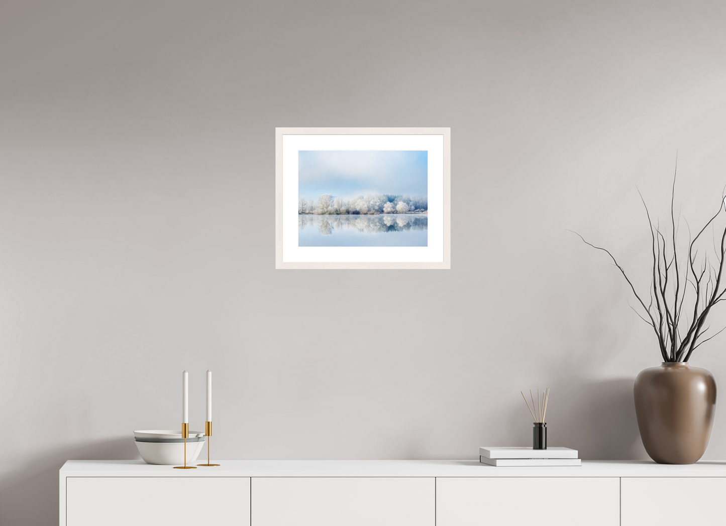 40 x 30 cm, Tirage Fine Art 30×40 cm — Passe-partout — Cadre Miroir, si beau miroir Photographie paysage d’hiver serein en couleur