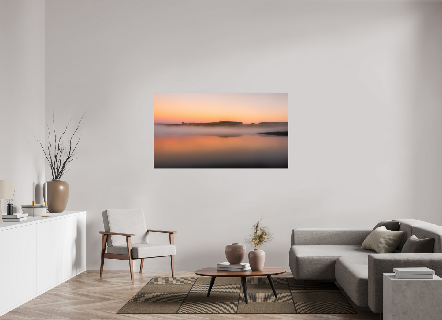 160 x 90 cm, Tirage couleur sur support solide en aluminium, recouvert d’une protection transparente (plexiglas). Orangé du matin Photo Artistique pour Décoration Murale