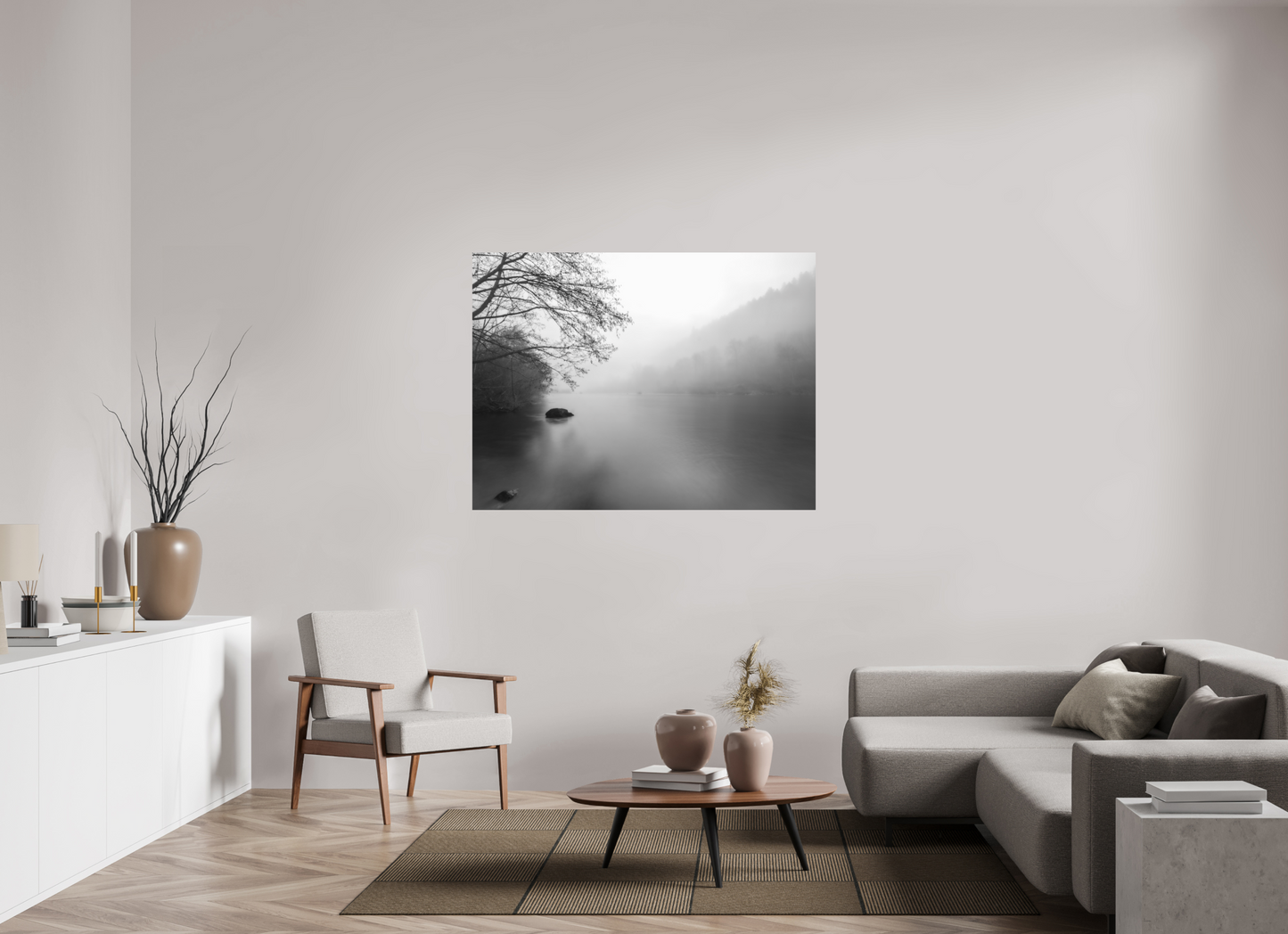140 x 105 cm, Impression directe couleur ou noir et blanc sur plaque d'aluminium (Solidité-Durabilité) Calme hivernal | Décoration Murale Nature