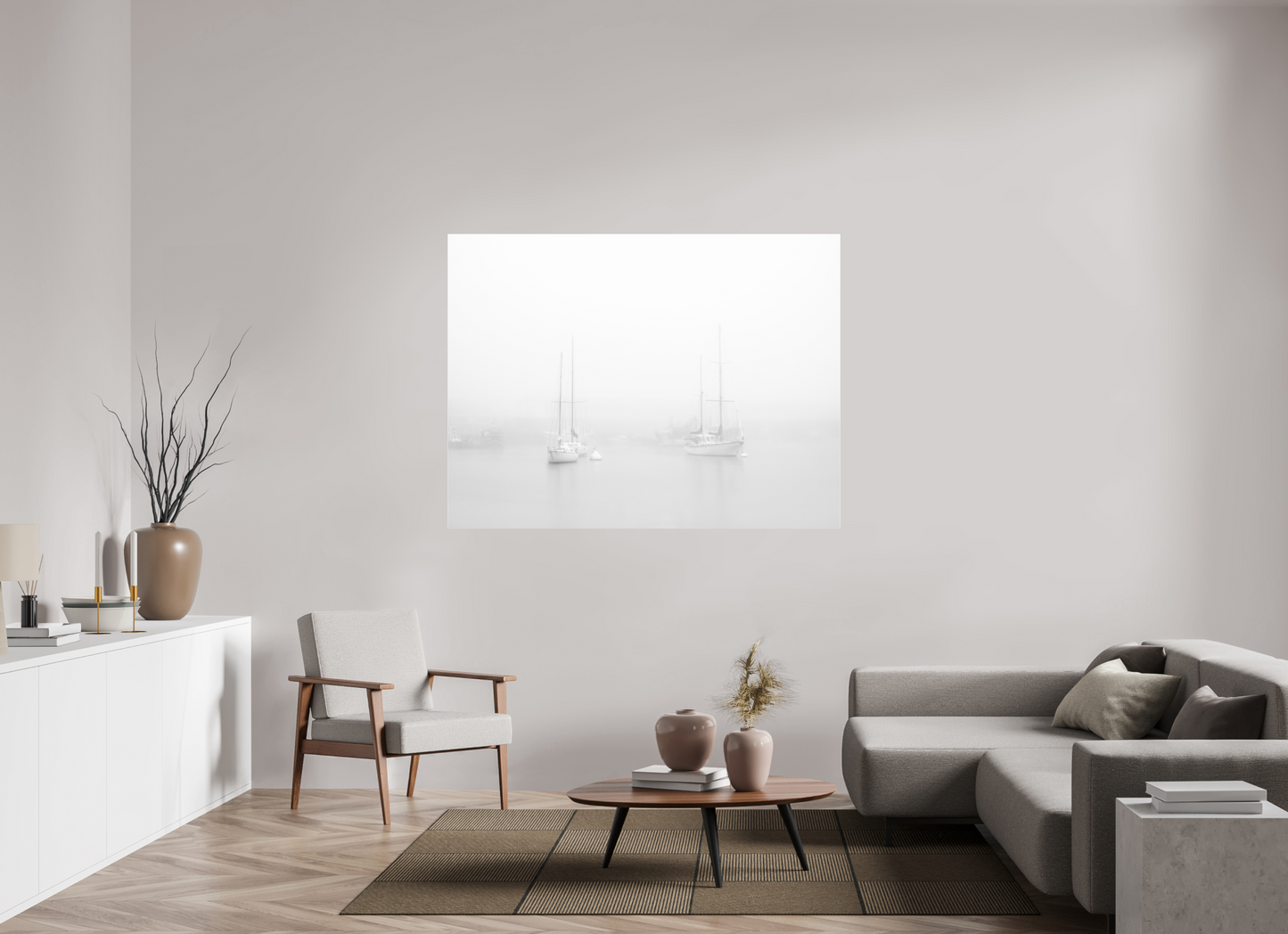 160 x 120 cm, 8- Tirage noir et blanc collé sur Alu Dibond + plexiglass + système de fixation Sérénité Marine – Photo Murale