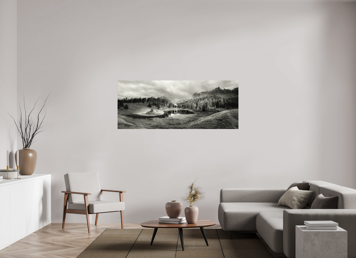 173,9 x 70 cm, Impression directe couleur ou noir et blanc sur plaque d'aluminium (Solidité-Durabilité) Lac miroir Photo Artistique pour Décoration Murale