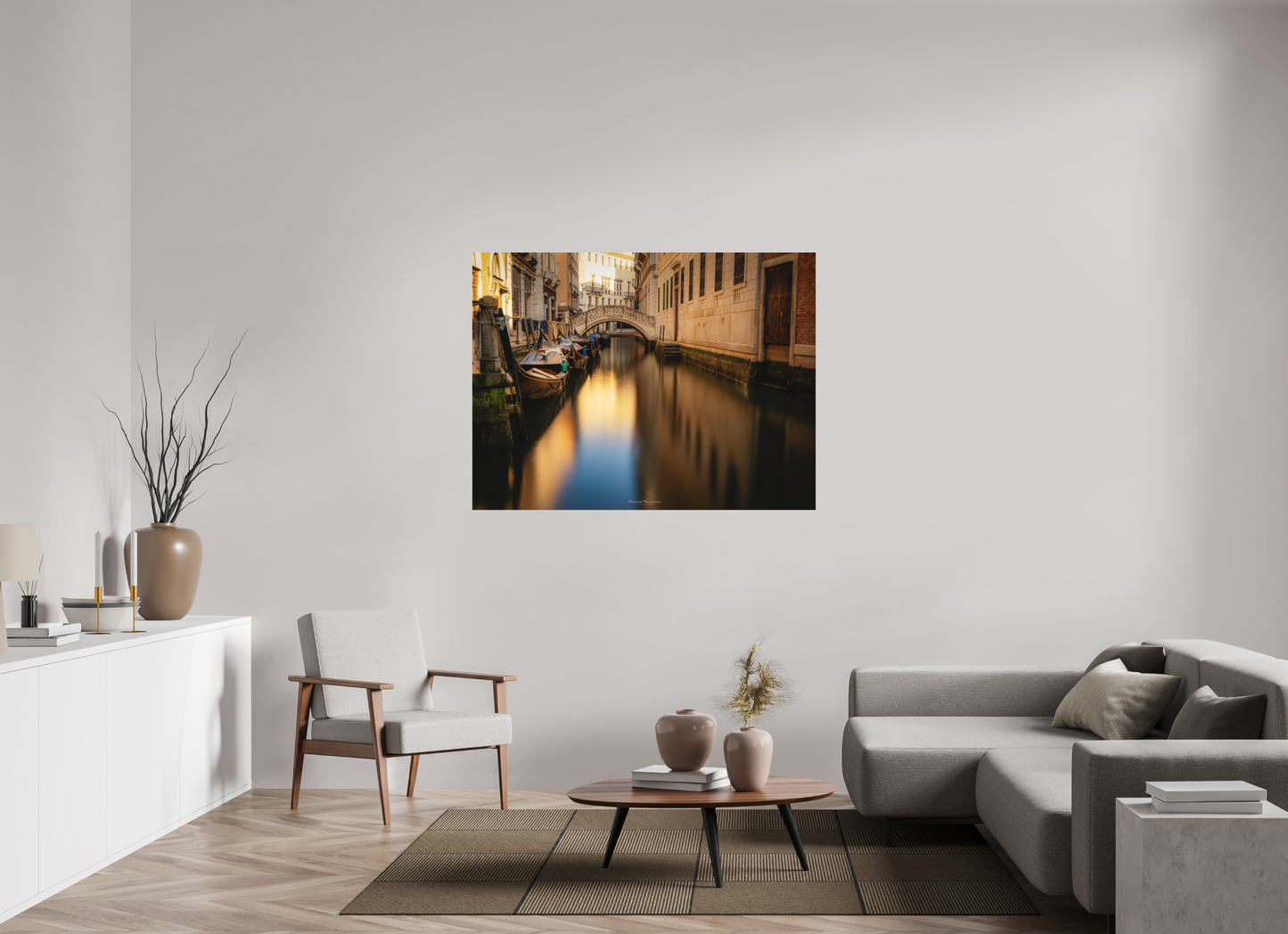 140 x 105 cm, Impression directe couleur ou noir et blanc sur plaque d'aluminium (Solidité-Durabilité) Venise à l'aube