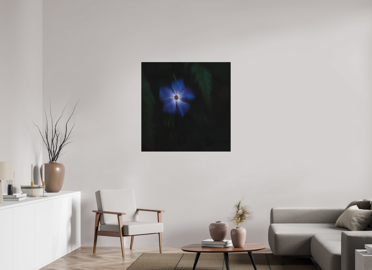 100 x 100 cm, Impression directe couleur ou noir et blanc sur plaque d'aluminium (Solidité-Durabilité) Pervenche