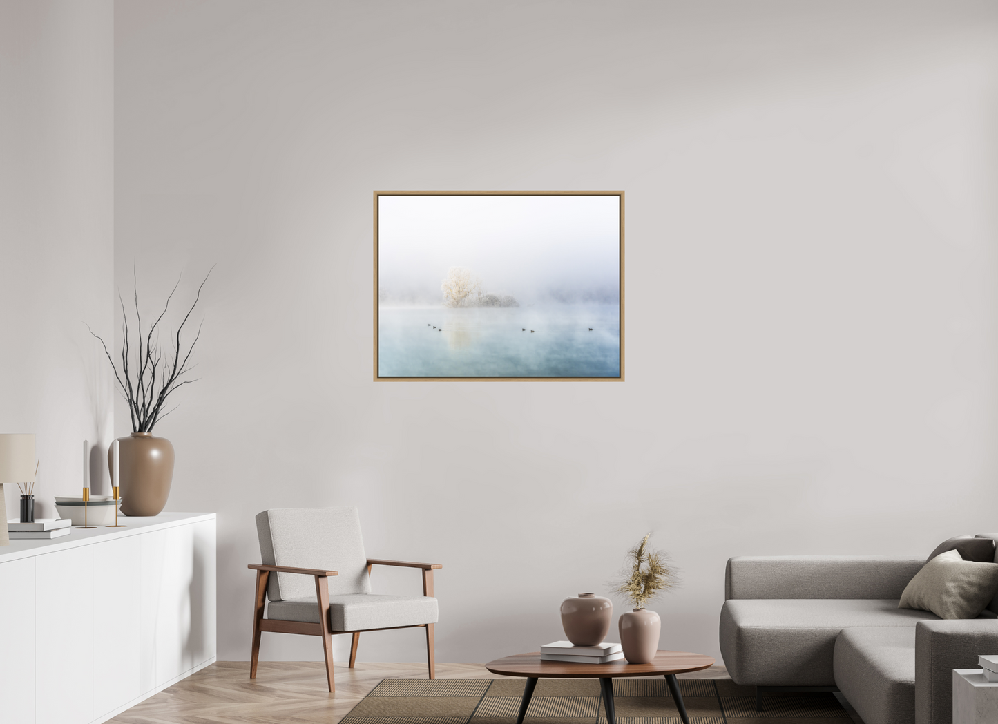 100 x 75 cm, Impression sur support rigide (Forex) avec cadre élégant type “caisse américaine” Procession hivernale