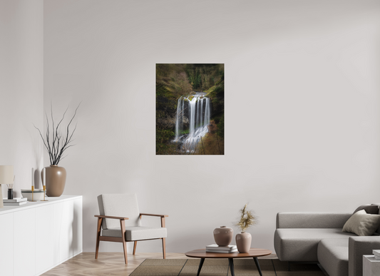 75 x 100 cm, Impression directe couleur ou noir et blanc sur plaque d'aluminium (Solidité-Durabilité) Cascade de la Beaume-Haute Loire-France