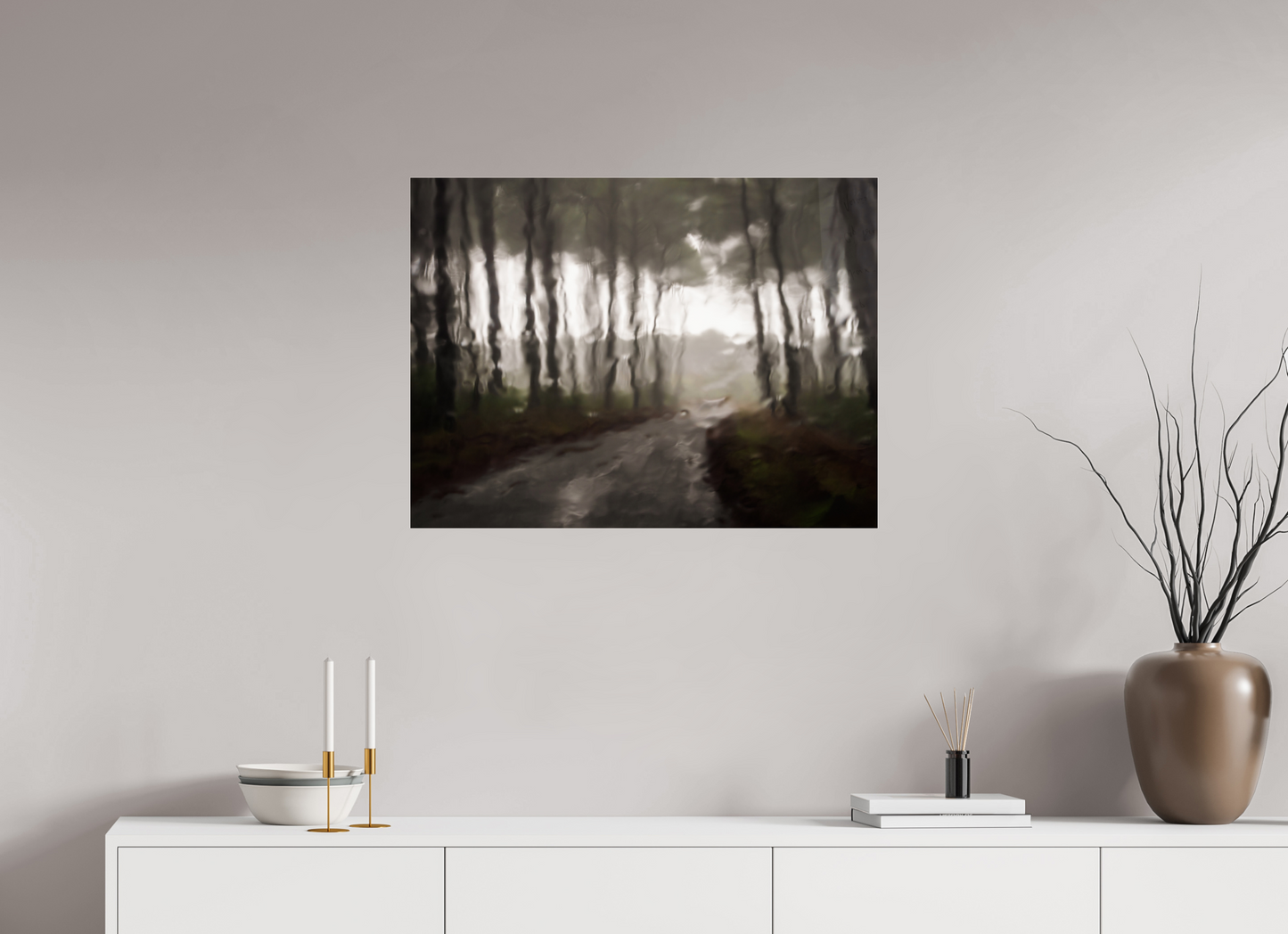 80 x 60 cm, Tirage couleur sur support solide en aluminium, recouvert d’une protection transparente (plexiglas). A travers les gouttes