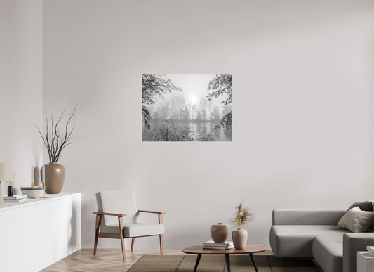 100 x 75 cm, Impression directe couleur ou noir et blanc sur plaque d'aluminium (Solidité-Durabilité) Sérénité Photo de paysage poétique au bord de l’eau – Nature & zen