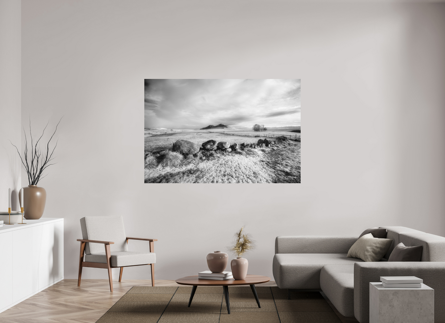 180 x 120 cm, Impression directe couleur ou noir et blanc sur plaque d'aluminium (Solidité-Durabilité) Au pays du basalte