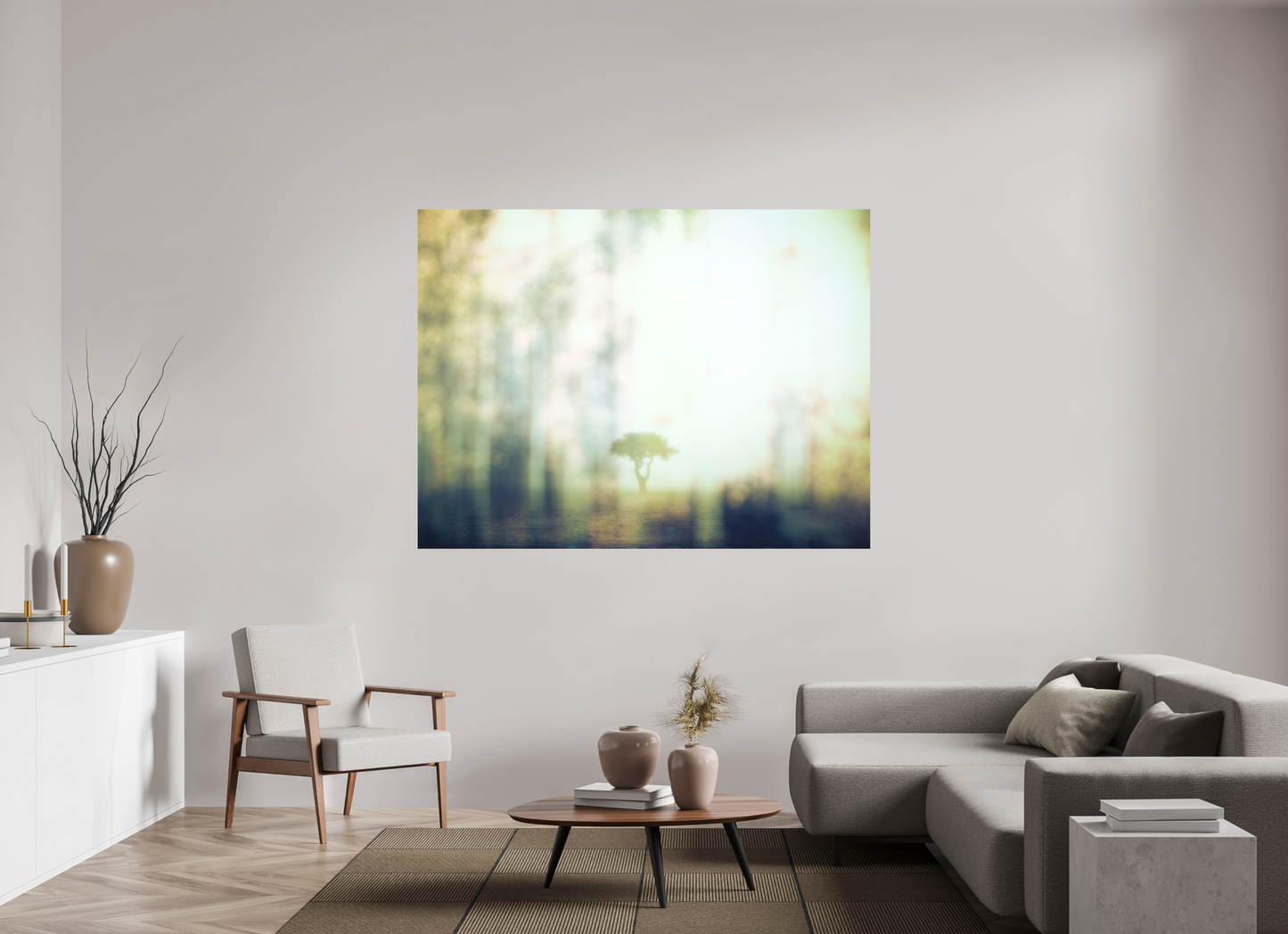 180 x 135 cm, Impression directe couleur ou noir et blanc sur plaque d'aluminium (Solidité-Durabilité) Seul, là-bas