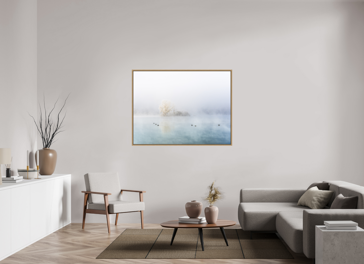 140 x 105 cm, Impression sur support rigide (Forex) avec cadre élégant type “caisse américaine” Procession hivernale
