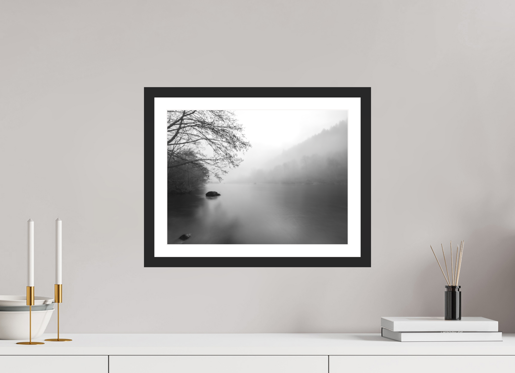 40 x 30 cm, 4- Tirage noir et blanc papier baryté + p.p + cadre Winter #12 - Hiver #12