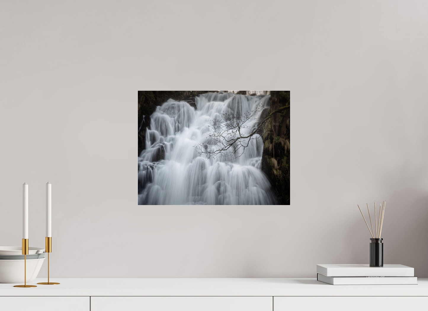 40 x 30 cm, 7- Tirage couleur collé sur Alu Dibond + plexiglass + système de fixation Waterfall #1 - Cascade #1