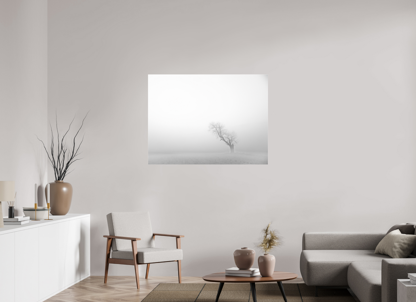 120 x 90 cm, 8- Tirage noir et blanc collé sur Alu Dibond + plexiglass + système de fixation Winter #7 - Hiver #7