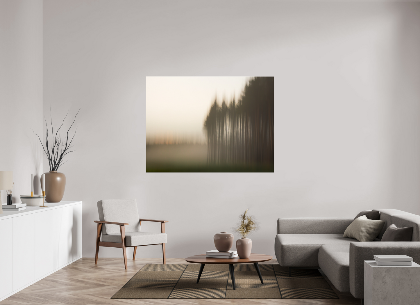 160 x 120 cm, Tirage couleur sur support solide en aluminium, recouvert d’une protection transparente (plexiglas). L'orée du bois