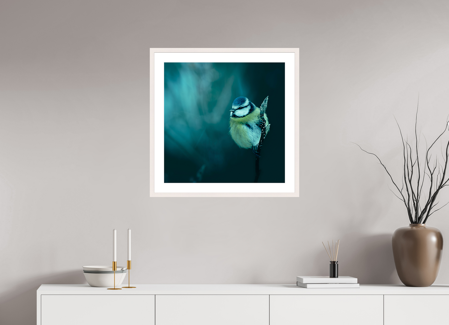 60 x 60 cm, Tirage Fine Art 30×40 cm — Passe-partout — Cadre La belle bleue