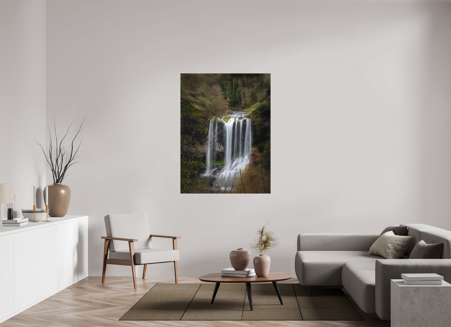 105 x 140 cm, Impression directe couleur ou noir et blanc sur plaque d'aluminium (Solidité-Durabilité) Cascade de la Beaume-Haute Loire-France
