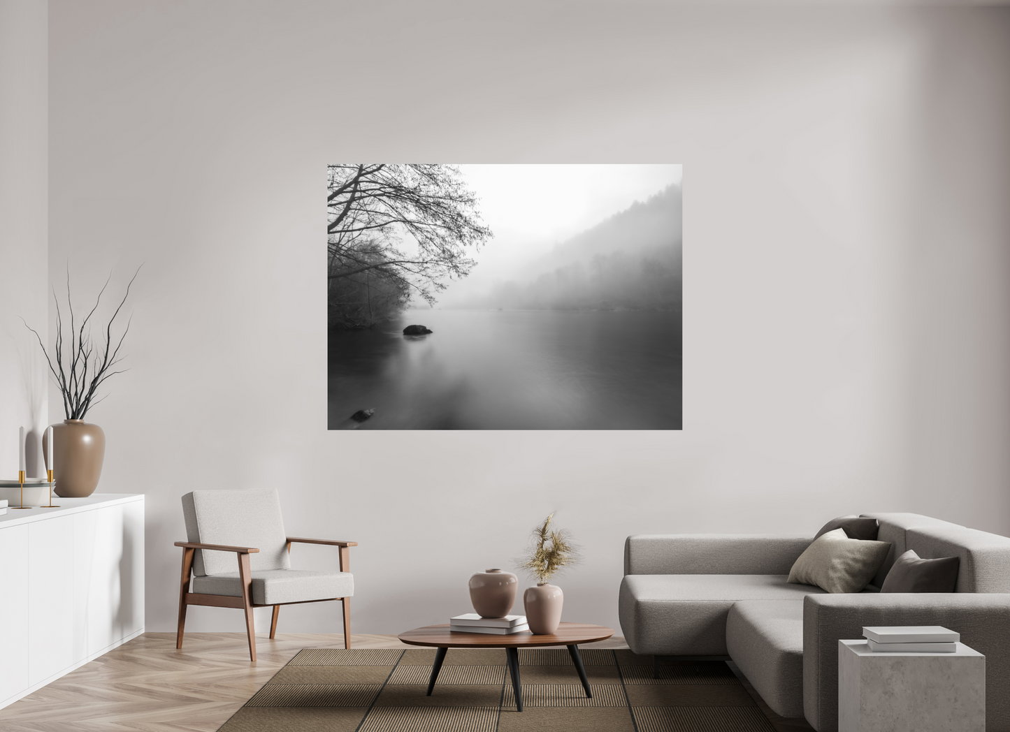 180 x 135 cm, Impression directe couleur ou noir et blanc sur plaque d'aluminium (Solidité-Durabilité) Calme hivernal | Décoration Murale Nature