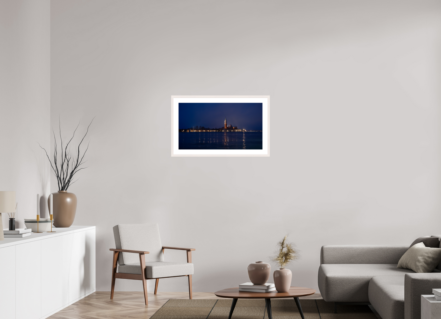 80 x 45 cm, Tirage Fine Art 30×40 cm — Passe-partout — Cadre Venice Nocturne – Lights of San Giorgio Maggiore